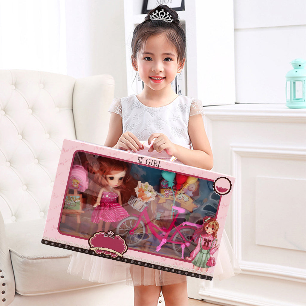 PATPAT Doll Set with Bicycle Prop, Dollhouse Princess Toys, Doll for Girls, Barbie Dolls for Girls, Cute Cartoon Doll Toy for Girls, Birthday Gift for Girl, Gift Box Packing (Pink) PATPAT Doll Set with Bicycle Prop, Dollhouse Princess Toys, Doll for Girls, Barbie Dolls for Girls, Cute Cartoon Doll Toy for Girls, Birthday Gift for Girl, Gift Box Packing (Pink)